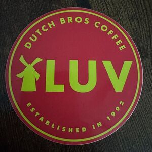 Dutch Bros February 2019 Valentines Day Dutch Luv Red Yellow 1992 Coffee Sticker